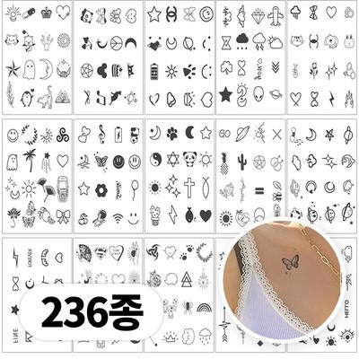 Le Diamant Semi-permanent Mini Tattoo Cute Fashion Tattoo Sticker Self Henna 236P, 236 Types, 1 Set, Blue