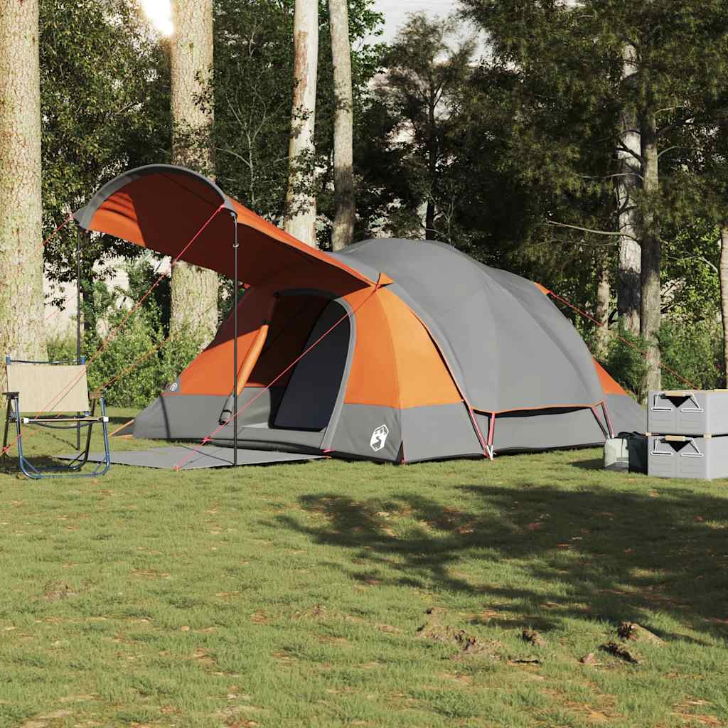 Tunnel Family Tent for 8 Persons Grey and Orange Waterproof