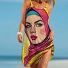 New Women's Fashion 2025 New Print Summer Casual Party Mini Dress Beach Style Elegant Pop Art Prints Lady Sleeveless Dress