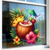 Creative Coconut Juice Pineapple Static Cling Window Sticker for Living Room Bedroom Glass Home Decor