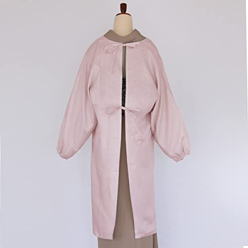 [kimono cafe] Long linen apron that can be worn with both Western clothes and kimonos. Solid color, hemp, suitable for kimonos. Stylish, lightweight,