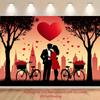 2D Romantic Valentine's Day Couple Silhouette Photography Background