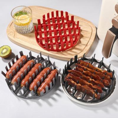 Forro de silicone para fritadeira a ar com divisória, grelha redonda para cozinhar cachorro-quente, acessório reutilizável para grelha de silicone resistente ao calor