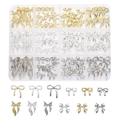 12-Fächer Legierung Bogen Nagelkunst Dekorationen: 3D schwebende Band-Metallschleifen im Light Luxury Stil