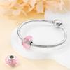 925 Silver Pink Flower Glass Charms Beads For Women Fit Bracelet DIY Birthday Party Jewelry Gifts