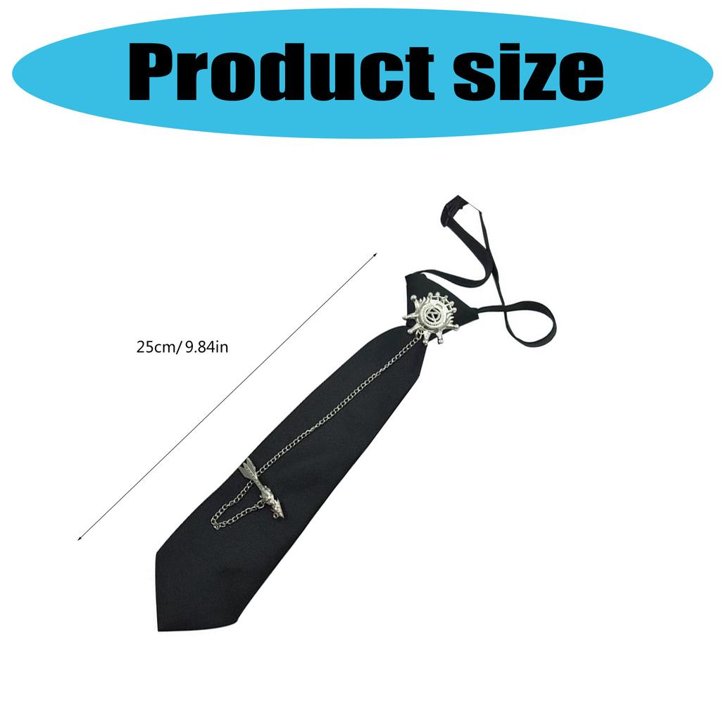 Adjustable Pre Tied Vintage Neck Tie Student Uniform Metal Arrows Chain Tie For Punk Rock Outfit Anime Cosplay Accessory