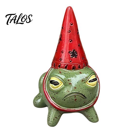 Talos Miniature Frog Figurine, Little Statue with A Party Hat, Decorative Resin Ornament for Outdoor Garden Courtyard
