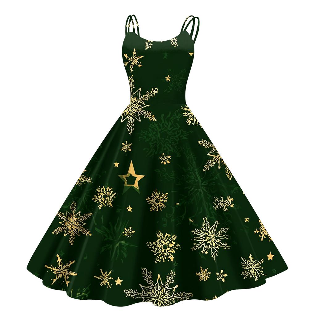 Kindermode Lässig Weihnachts-Print Sexy Schulterfrei Punk Retro Kleid