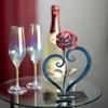 Gift Hand-forged Wrought Iron Red Metal Rose With Heart - Shaped Stand