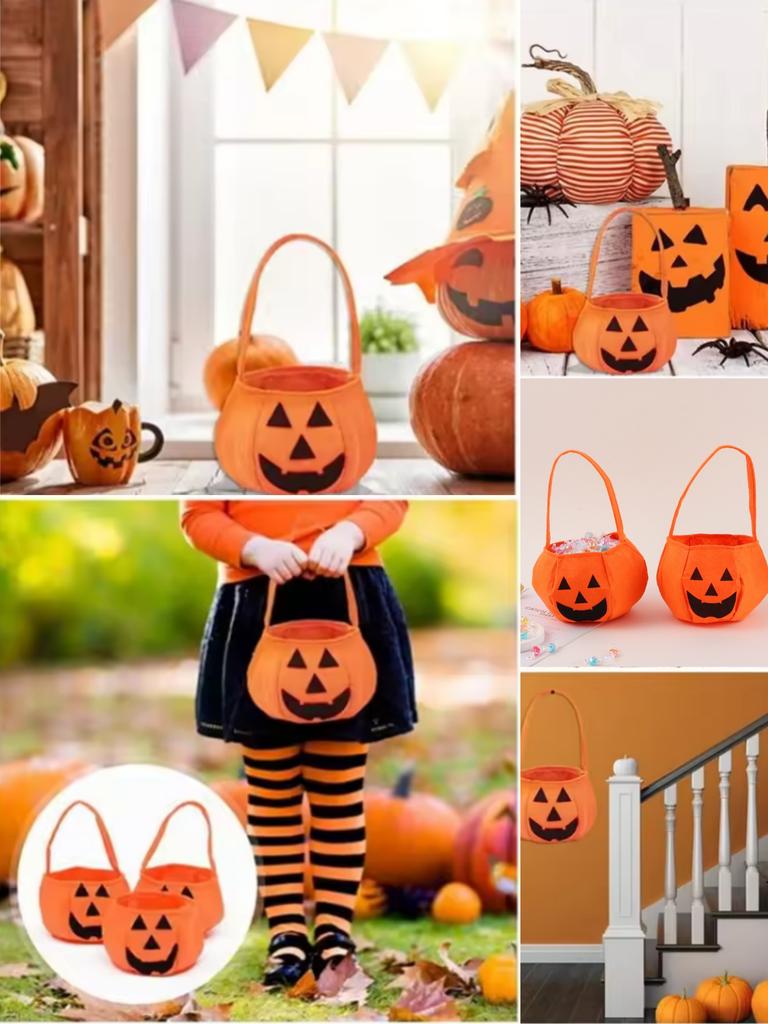 1-50PCS Halloween 3D Ghost Face Pumpkin Bucket Portable Candy Tote Bag Trick or Treat Halloween Party Decoration Supplies