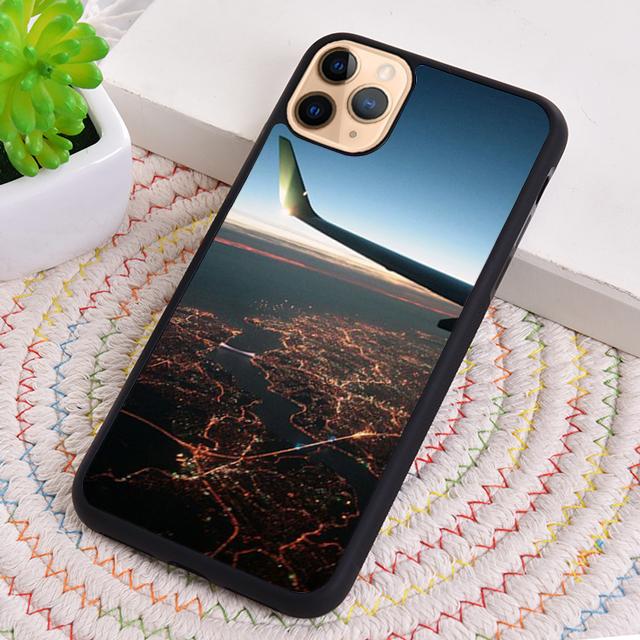 Airplane Night View Plane Phone Case For iPhone 17 Air 16 pro max 15 14 plus 12 13 Shell Cover coque