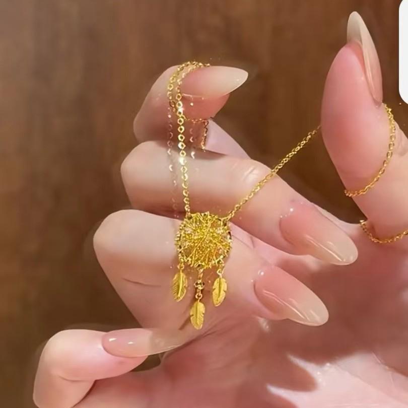 Gold Dream Catcher Tassel Necklace - Elegant Gift for Women On Qixi Valentine's Day