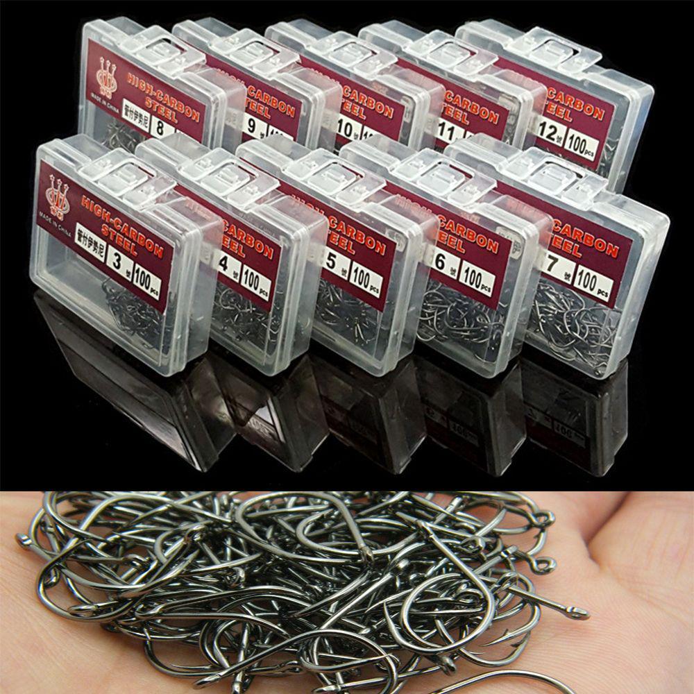 100PCS/SET High Quality Barb Carbon Steel Fish Bait Durable Head Fishook Fishing Hooks