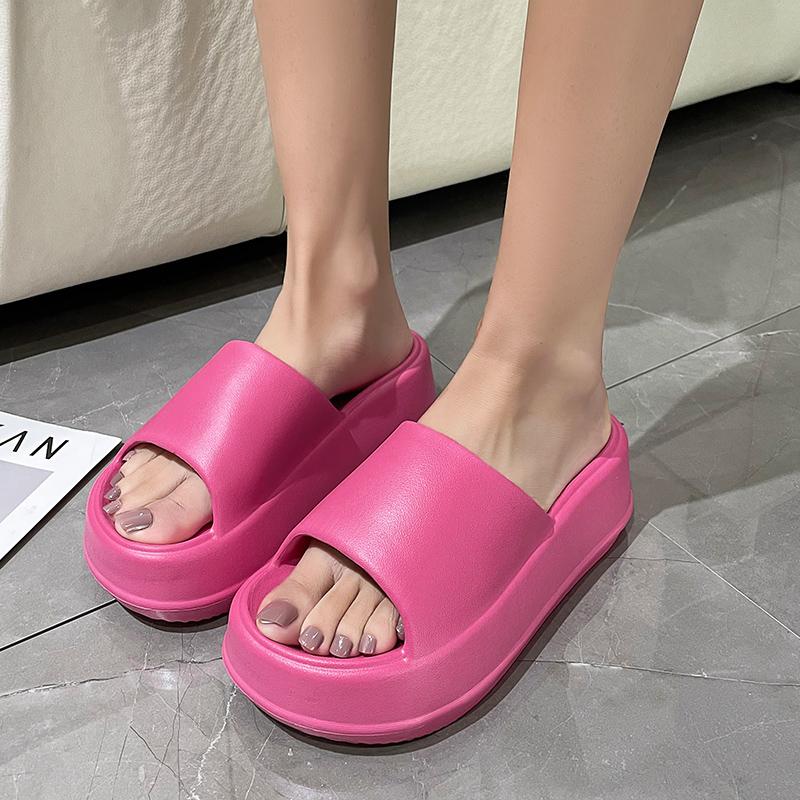 Fashion Hot Sale Fashion Pink Women's Slippers Comfort Soft EVA Slippers Women 7CM Platform Slides For Women Luxury Ladies Summer Shoes