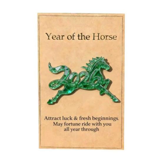 

1/2Pcs 2026 Horse Pocket Hug with Card Bring Good Luck Wealth Year of The Horse Pocket Token Decoration Happy New Year Gifts 1pc зелений
