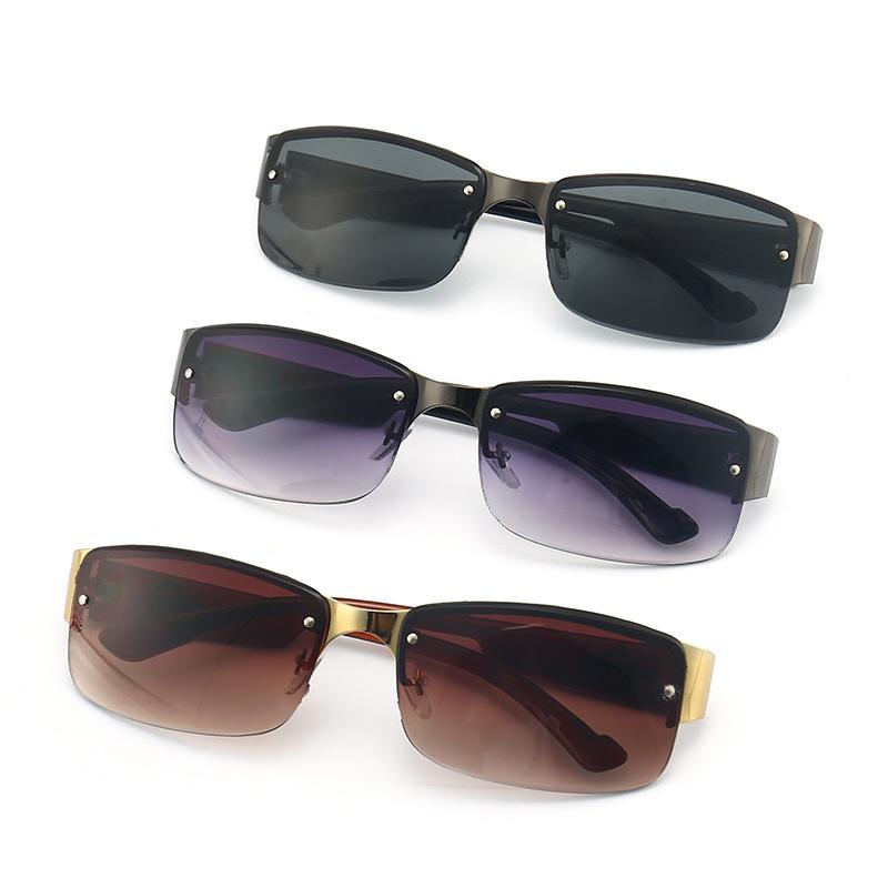 Simple Box Sunglasses Tide Driver Simple Gradual Change Sunglasses Half Frame Men'S Driving Sunglasses
