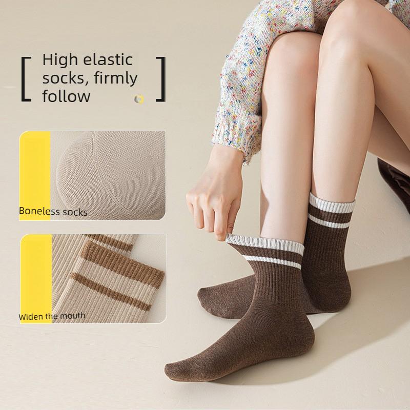 Female Spring and Autumn Fashion New All Purpose Two Bar Movement In The Tube Pile Socks