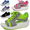 Comfy Platform Mesh Shoes Woman Summer Open Toe Cut Out Net Sneakers Ladies Casual Thick Sole Lace Up Sport Sandals Plus Size