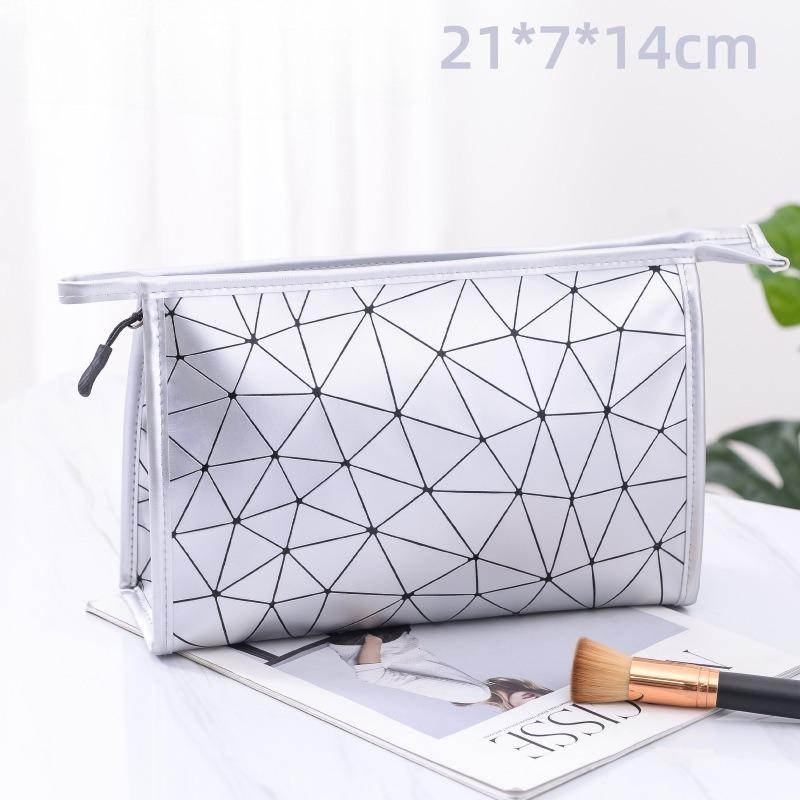 Women Simple and Portable Cosmetic Storage Bag Handbag Style Travel Storage Bag PU Fashion Toiletry Small Bags Wash Makeup Bags