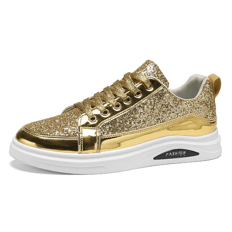 Men's Sneakers New Luxury Fashion Skateborad Shoes Glitter Casual Shoes Men Platform Vulcanize Shoes Big Size Tenis