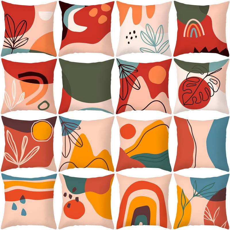 Ins Nordic Simple Abstract Morandi Pillow Cover Peach Skin Cushion Cover Office Sofa Cushion Cover