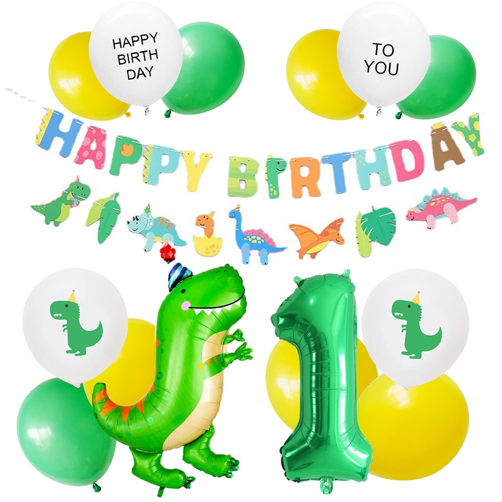 

Biapian Dinosaur Number 1 Birthday Balloon Set Happy Birthday Garland Kids Celebration Photo Background Instagrammable Cute for Boys