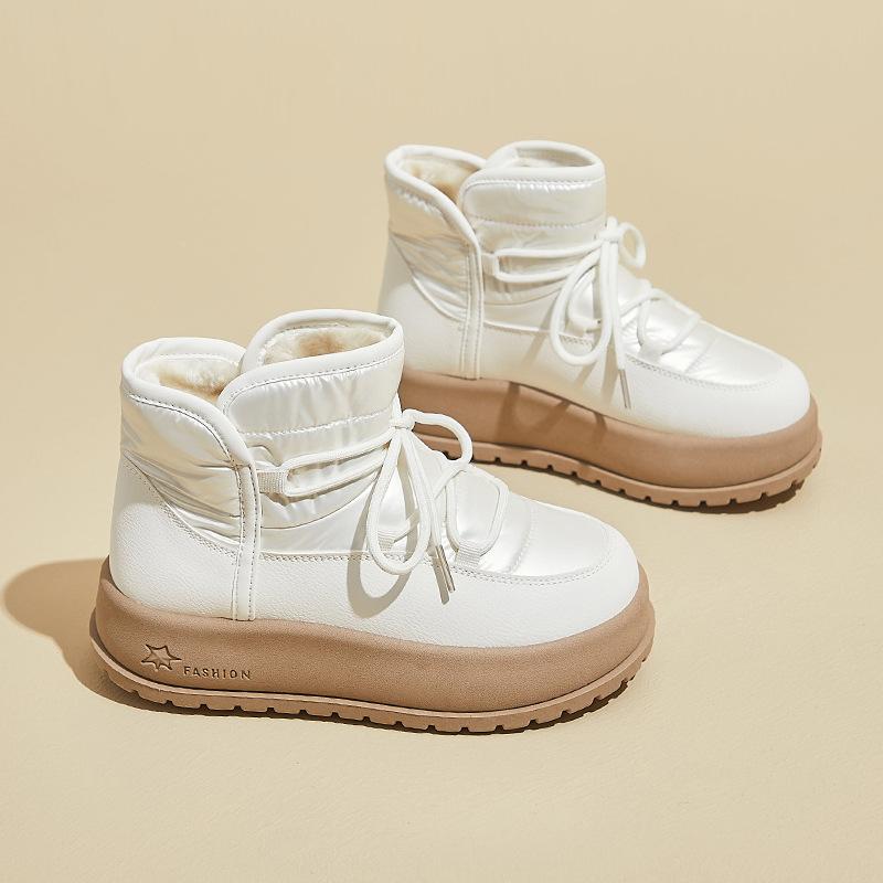 Women's Lace-up Cold Warm Padded Snow Boots Thick Soled High Anti-skid Wear Outdoor Leisure Sports Cotton Boots