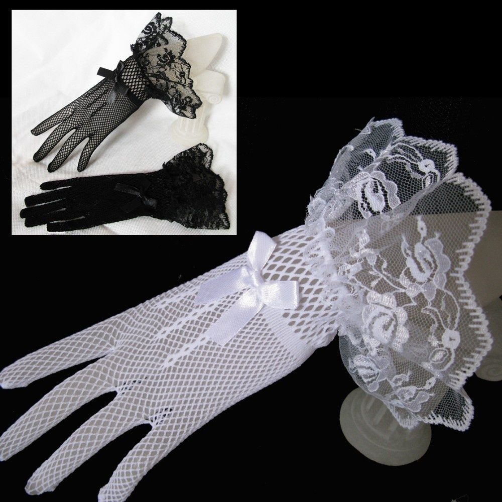 

Vintage Wedding Bridal for Party Lace Gloves Gloves Prom Evening Wedding Dress чорний