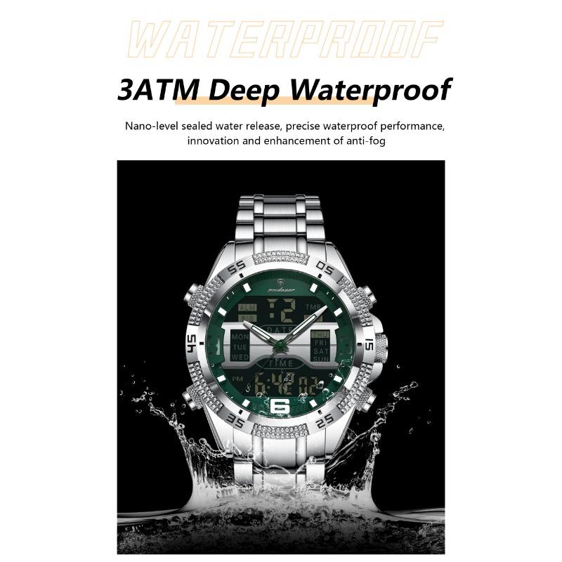 POEDAGAR Sports Luxury Man Wristwatch Dual Time Display Digital Week Date LED Luminous Men Watch Electronic Quartz Watches