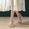 Fashion Niche Design Stiletto Sandals Women's Summer New Temperament Square Toe Open Toe Rhinestone Not Tiring Feet Versatile High Heels