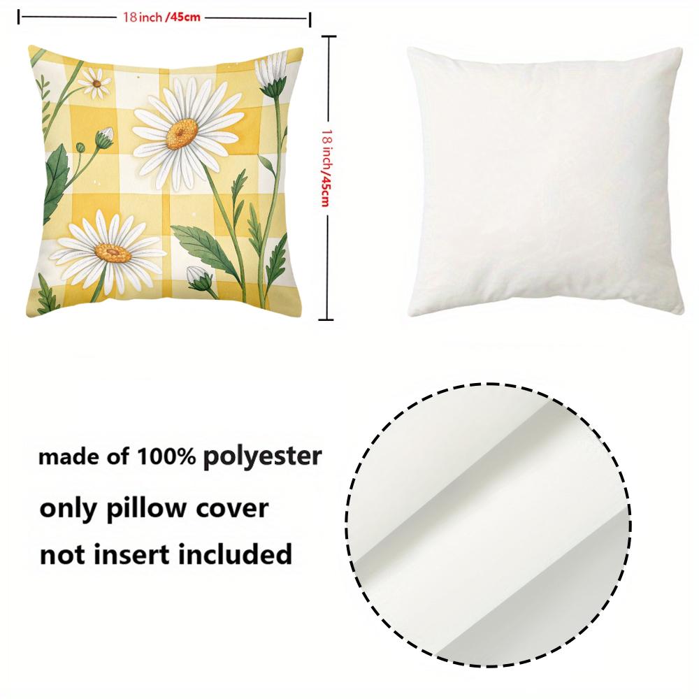 Yellow Checkered Daisy Patterned Decorative Cushions Polyester pillowcase, sofa decorative cushion cov Headboard Pillow