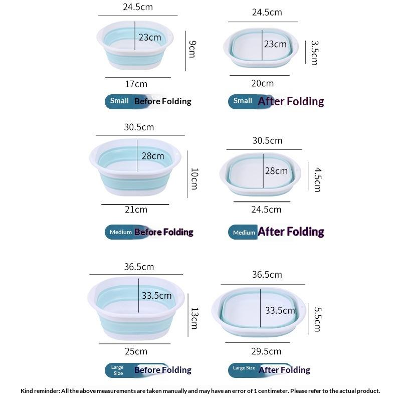 3Pcs Foldable Washbasin Dormitory Student Washbasin Portable Travel Plastic Compression Basin Folding Water Basin Household