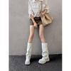Women's Knee-High Platform Boots with Thick Soles, Height-Increasing Ruched Design, Martin Style, Sizes 34-45.