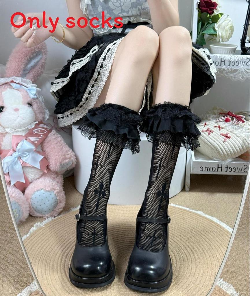 Elegant Lace Cross Stockings For Women With Frictionresistant Nylon Material For Spring And Winter Fashion