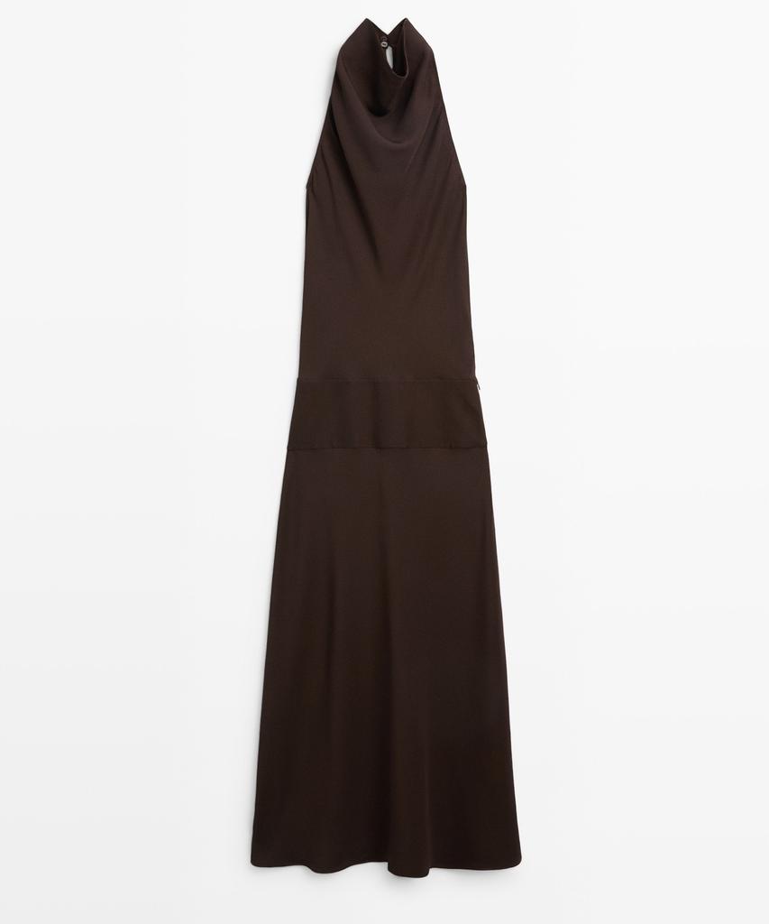 Masimodutti Halterneck Waistband Midi Dress