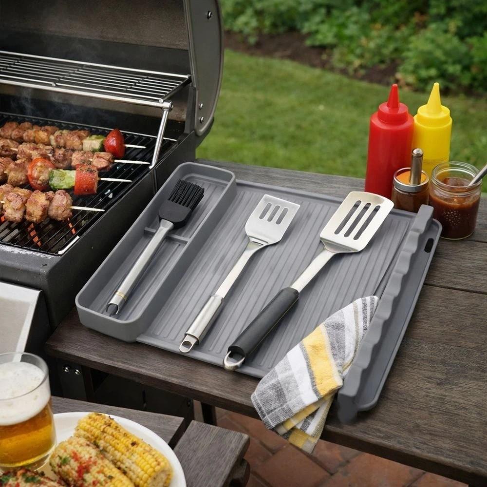 Heat-resistant BBQ Tool Mat Multi-functional Grill Mat BBQ Accessories Grill Pad  Baking