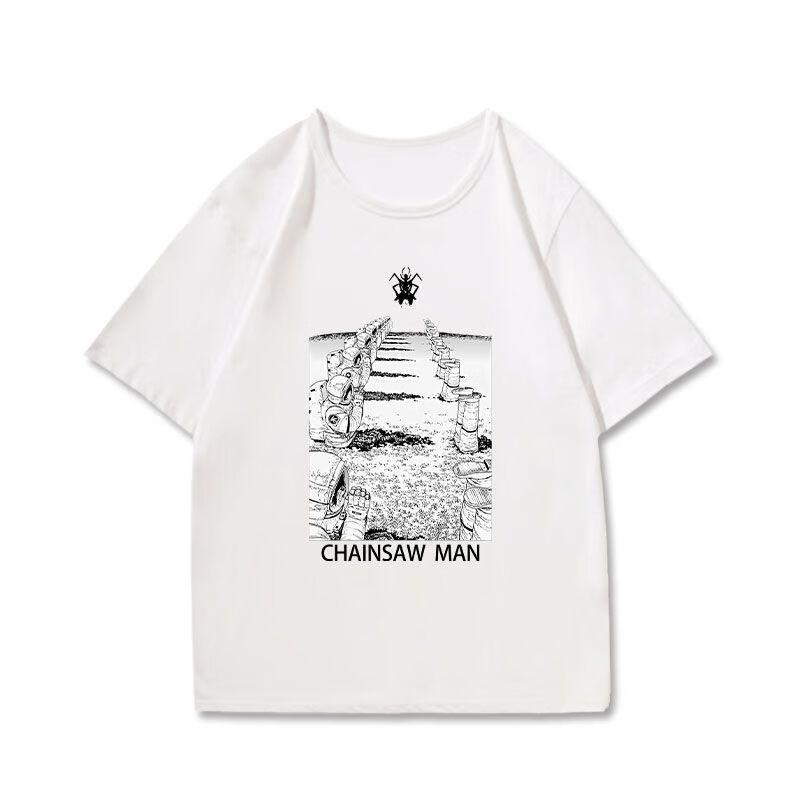 Chainsaw Man Anime Printing Oversized Cotton T-shirt Men and Women Comfortable Fashion Street Y2K Summer Trend Harajuku T-shirt