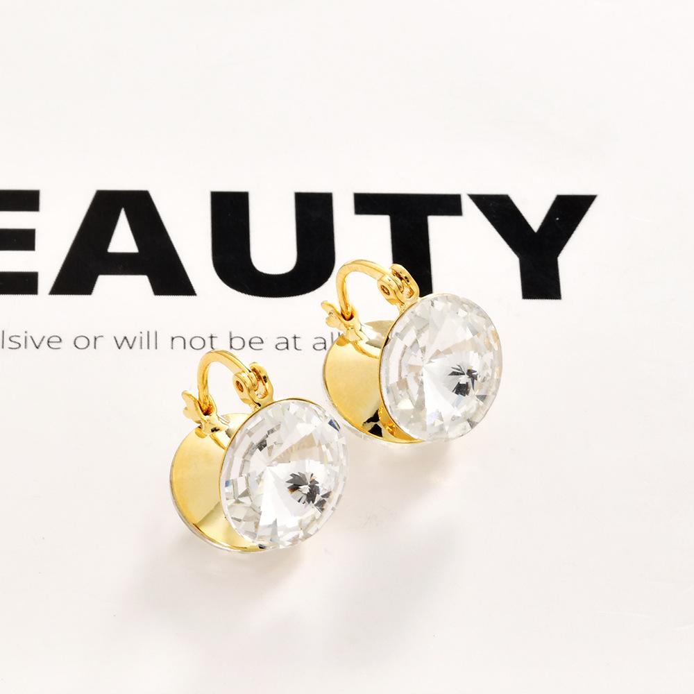 Stylish retro double-sided champagne square glass ear buckle high-end geometric niche design versatile earrings earrings