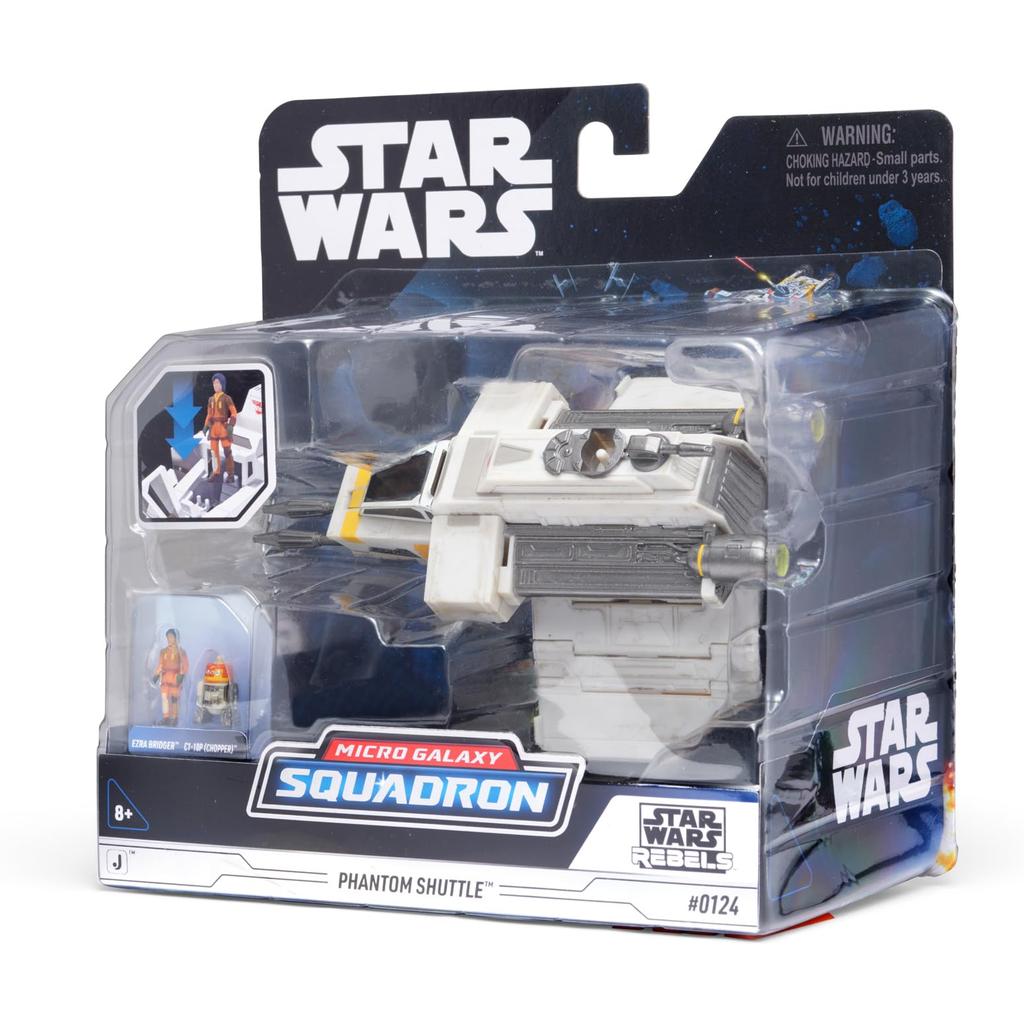 Star Wars Micro Galaxy Squadrons Phantom Shuttle Fahrzeug mit klappbaren Flügeln und abnehmbarem Zubehör Enthält zwei Mikrofiguren-Zubehör - 5-Zoll Luke, 1-Zoll