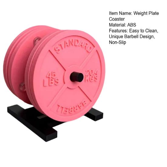 Weight Plate Coaster Set with Rack, Creative Barbell Plate Design Coasters, 45LBS Logo Drink Coasters, Personalized Gift for Gym Lovers Fitness Fans