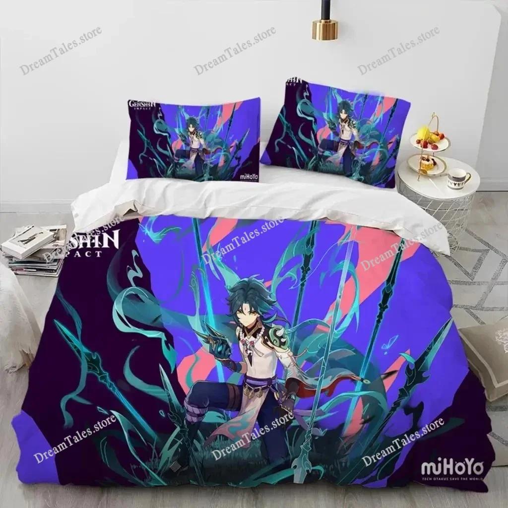 3D Print Genshin Impact Bedding Set Boys Girls Twin Queen King Size Duvet Cover Pillowcase Bed Boys Adult Home Textileextile