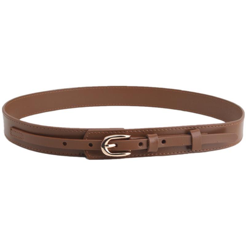 Women's Genuine Leather Oval Pin Buckle Belt for Dresses and Coats