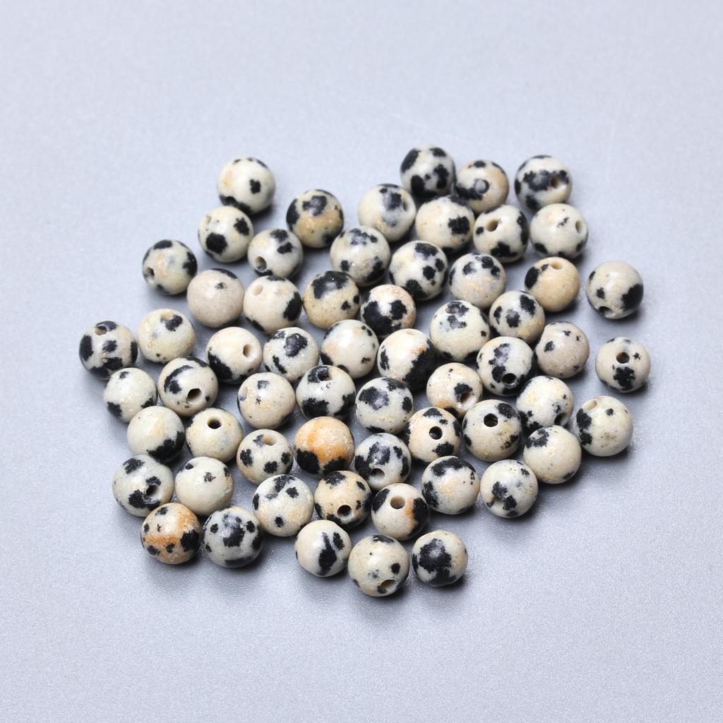 60-20pcs 4 6 8 10 12MM Speckle Natural Stone Dalmation Jasper Round Beads For Jewelry Making Bracelet Necklace Accessories