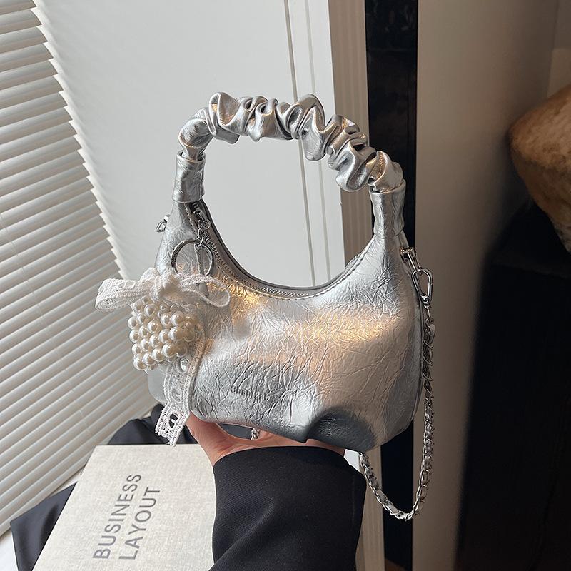 Original niche design chain silver underarm bag light luxury popular bag 2025 new women's messenger bag
