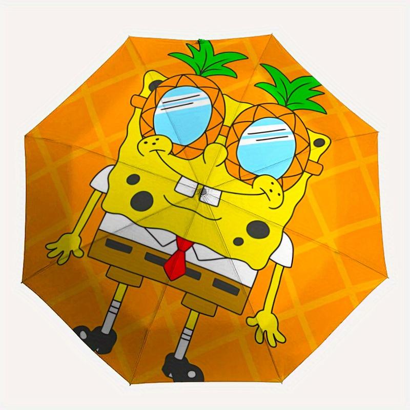 

1pc SpongeBob Pineapple Self-Folding Umbrella, 8-Bone Compact Travel Umbrella, Durable Plastic And Iron Frame088