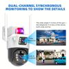 4G Outdoor Dual-View Solar Surveillance Camera with Panoramic Vision for Home