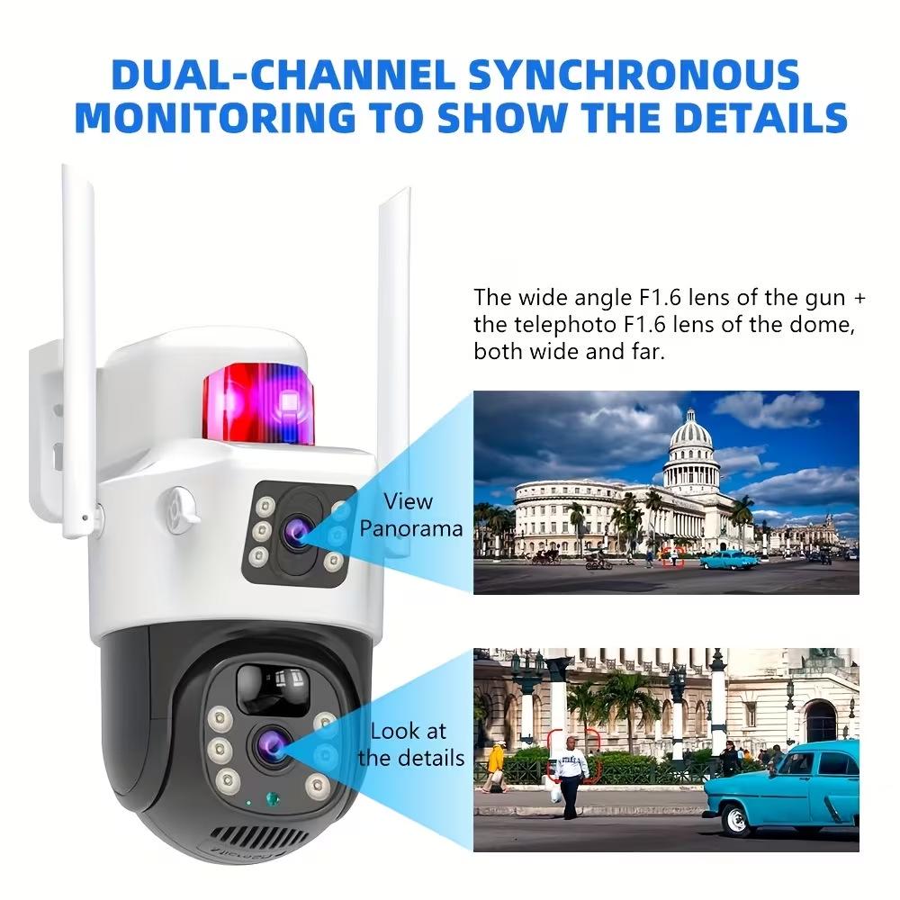 4G Outdoor Dual-View Solar Surveillance Camera with Panoramic Vision for Home