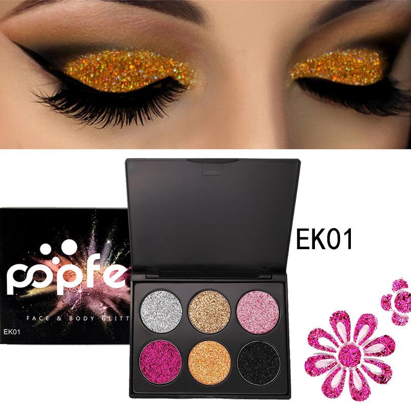 6 Colors Diamond Glitter Eye Shadow Sequin Eyeshadow Palette Makeup Palettes