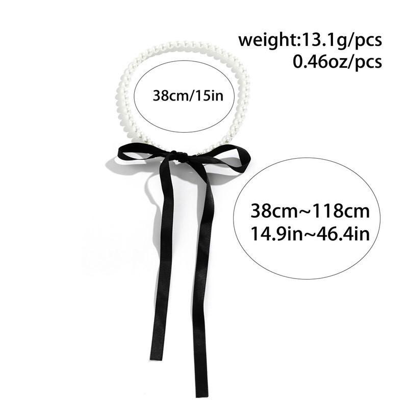 New Korean Romantic Imitation Pearl Beaded Choker Fashion Black Velvet Adjustable Bow Necklace Banquet Wedding Jewelry
