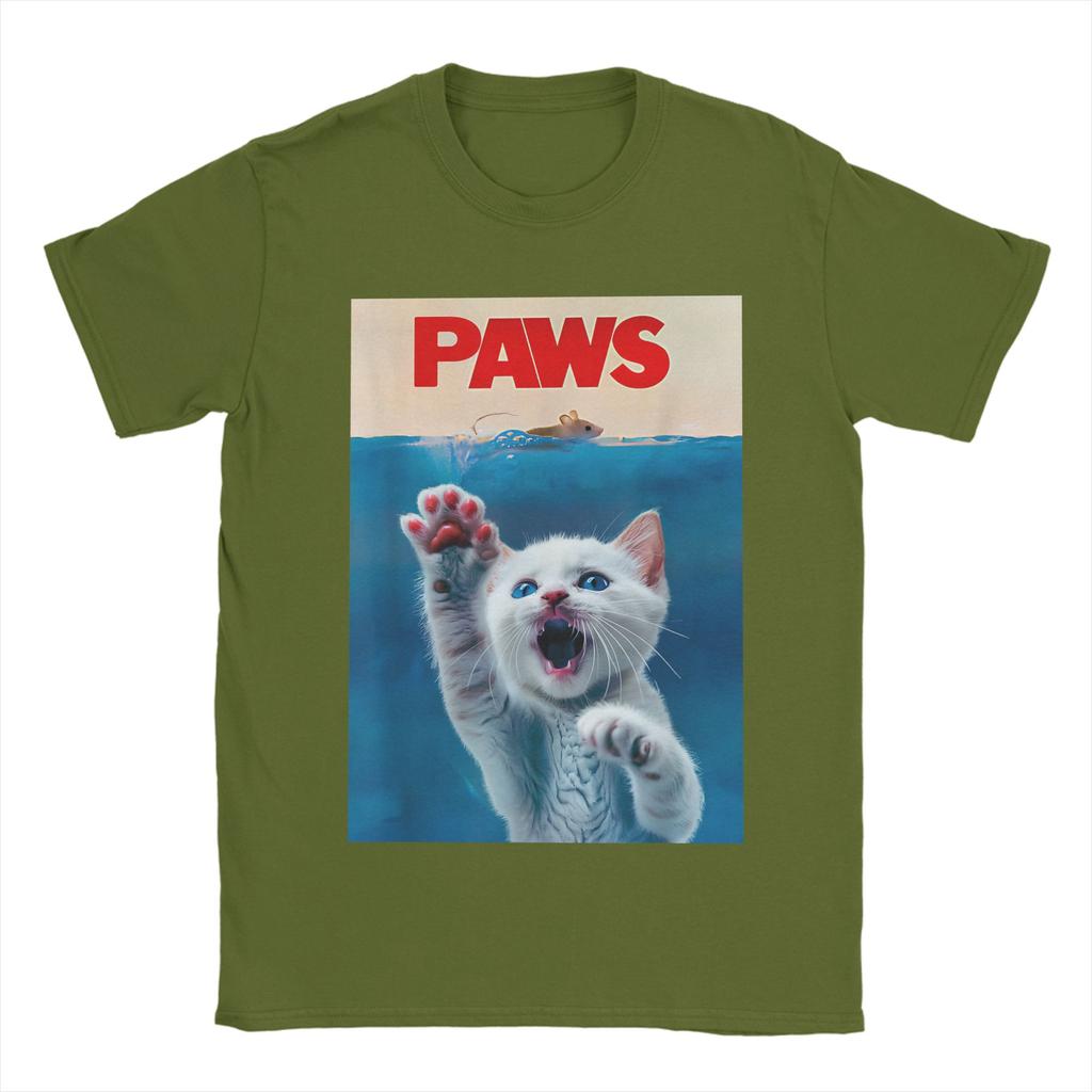 Men Women TShirt PAWS Funny Cat parody cat Lover Gift Kitten Shark Mouse meow T Shirts Summer Tee Shirt Y2K Cotton Clothes